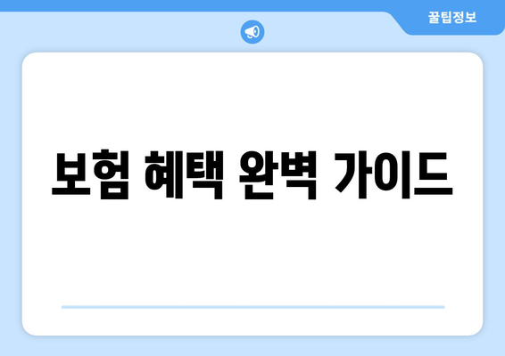 보험 혜택 완벽 가이드