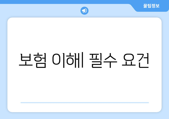 보험 이해| 필수 요건