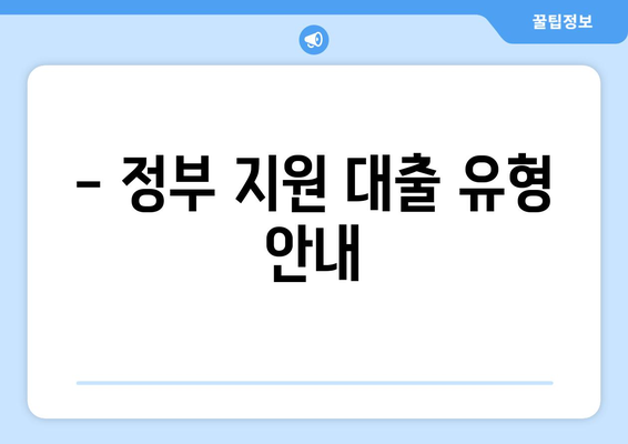 - 정부 지원 대출 유형 안내