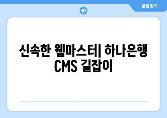 신속한 웹마스터| 하나은행 CMS 길잡이