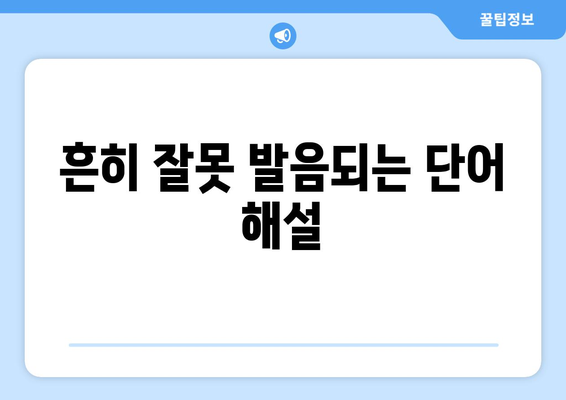 흔히 잘못 발음되는 단어 해설