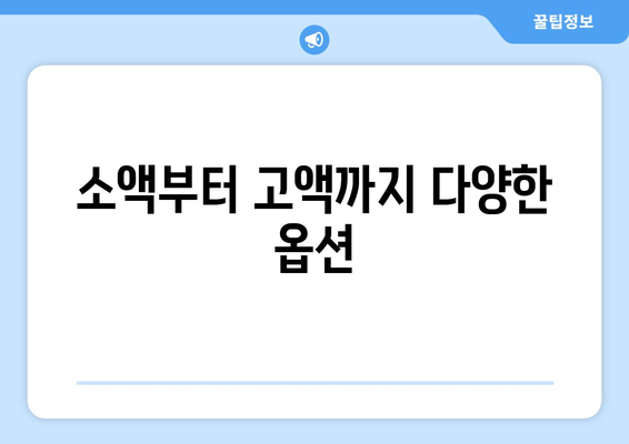 소액부터 고액까지 다양한 옵션