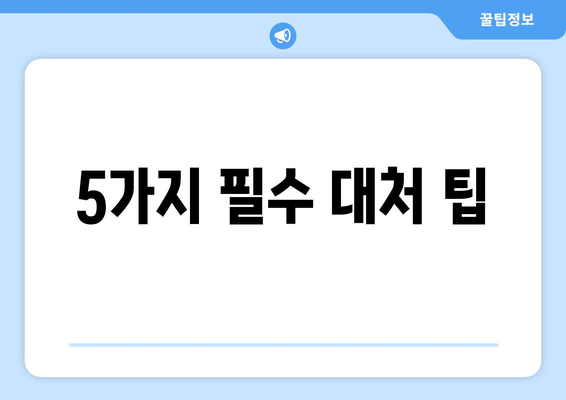 5가지 필수 대처 팁