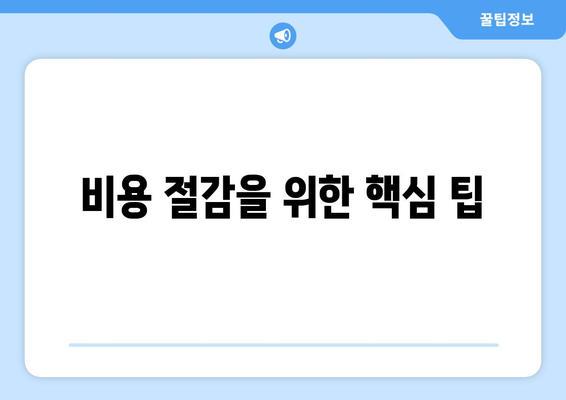 비용 절감을 위한 핵심 팁