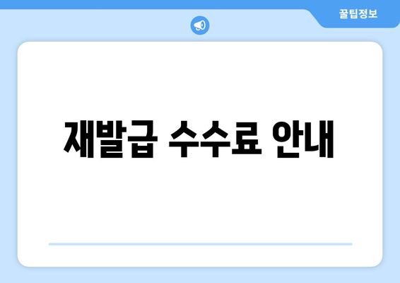 재발급 수수료 안내