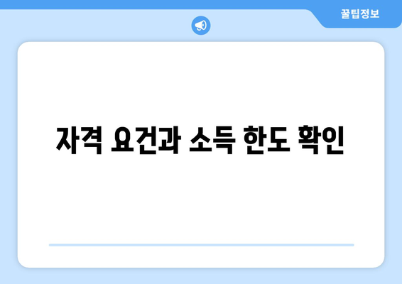 자격 요건과 소득 한도 확인