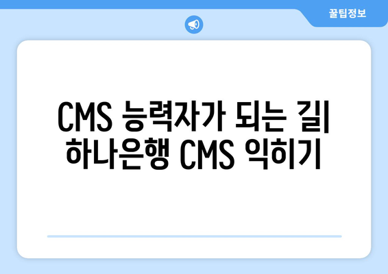 CMS 능력자가 되는 길| 하나은행 CMS 익히기