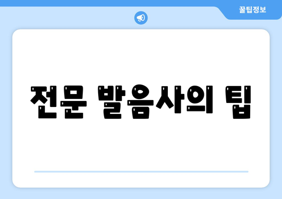 전문 발음사의 팁