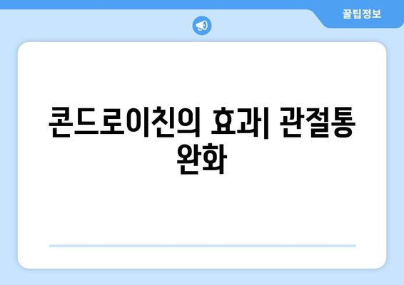 콘드로이친의 효과| 관절통 완화