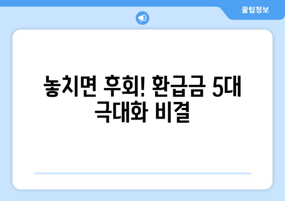 놓치면 후회! 환급금 5대 극대화 비결