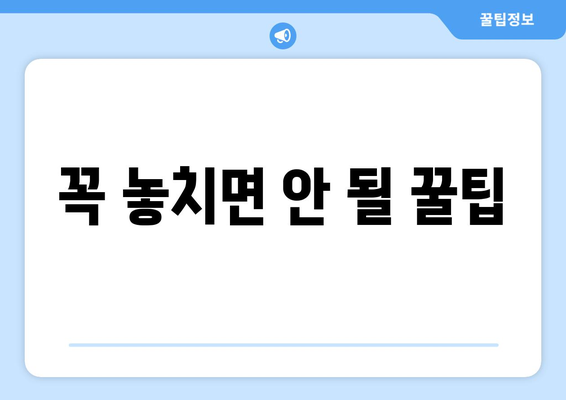 꼭 놓치면 안 될 꿀팁