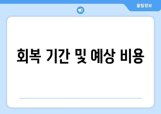 회복 기간 및 예상 비용