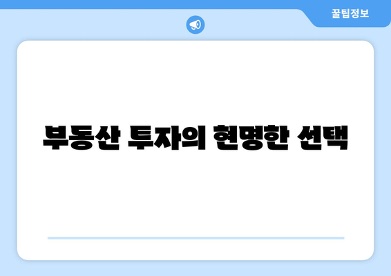 부동산 투자의 현명한 선택