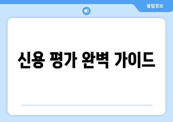 신용 평가 완벽 가이드