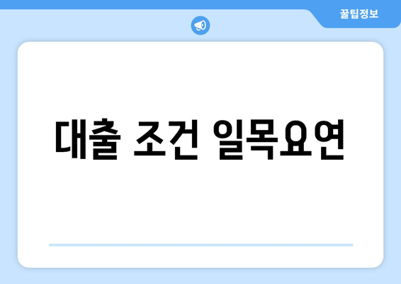 대출 조건 일목요연