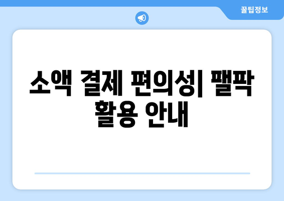 소액 결제 편의성| 팰팍 활용 안내