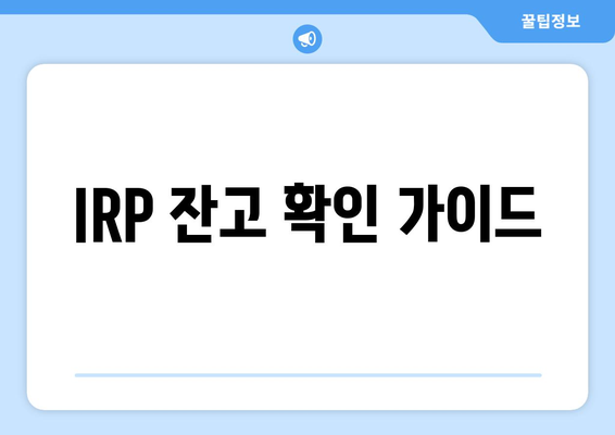 IRP 잔고 확인 가이드
