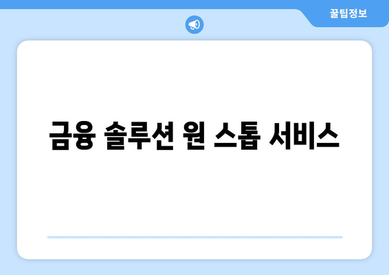 금융 솔루션 원 스톱 서비스