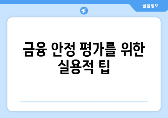 금융 안정 평가를 위한 실용적 팁