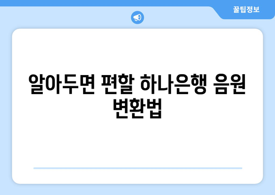 알아두면 편할 하나은행 음원 변환법