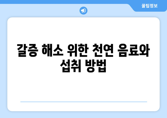 갈증 해소 위한 천연 음료와 섭취 방법