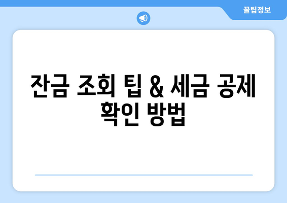 잔금 조회 팁 & 세금 공제 확인 방법