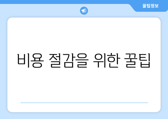 비용 절감을 위한 꿀팁