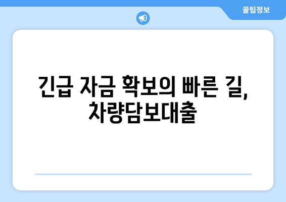 긴급 자금 확보의 빠른 길, 차량담보대출
