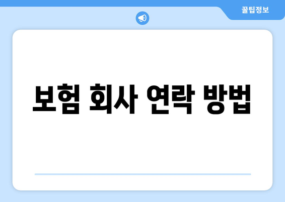 보험 회사 연락 방법