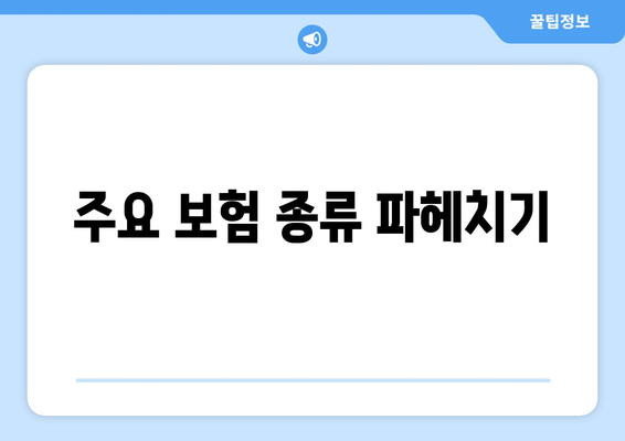 주요 보험 종류 파헤치기