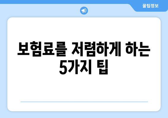 보험료를 저렴하게 하는 5가지 팁