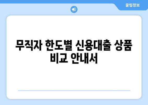 무직자 한도별 신용대출 상품 비교 안내서