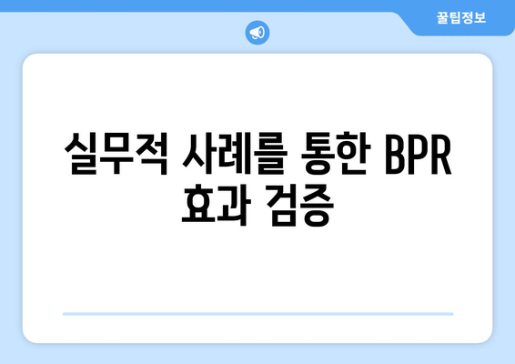 실무적 사례를 통한 BPR 효과 검증
