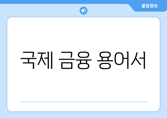 국제 금융 용어서