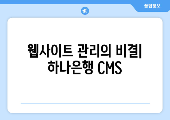 웹사이트 관리의 비결| 하나은행 CMS