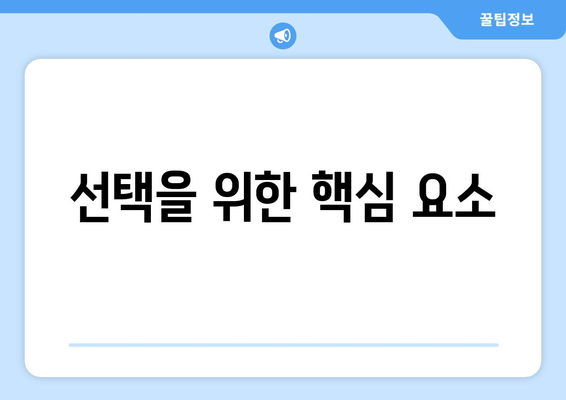 선택을 위한 핵심 요소