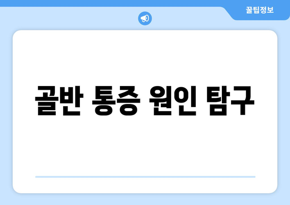 골반 통증 원인 탐구