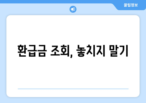 환급금 조회, 놓치지 말기