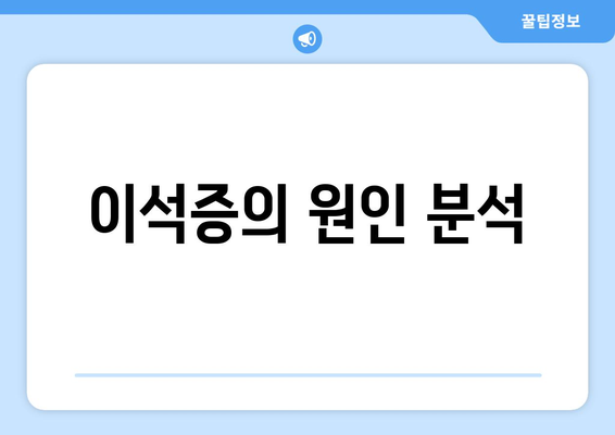 이석증의 원인 분석