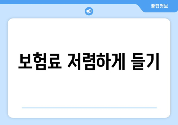 보험료 저렴하게 들기