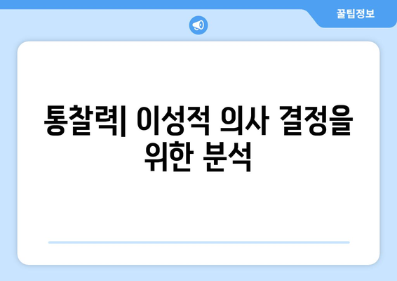 통찰력| 이성적 의사 결정을 위한 분석