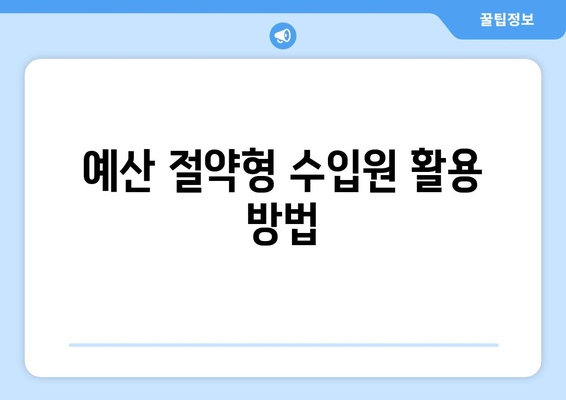 예산 절약형 수입원 활용 방법