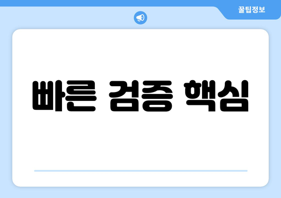 빠른 검증 핵심