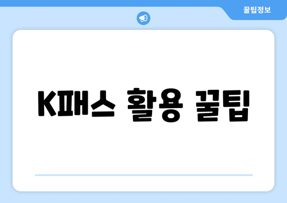 K패스 활용 꿀팁