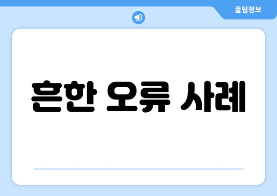 흔한 오류 사례