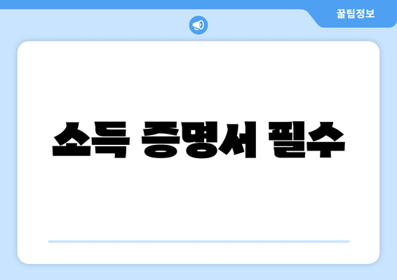 소득 증명서 필수