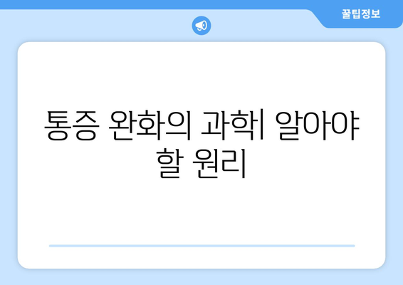 통증 완화의 과직| 알아야 할 원리