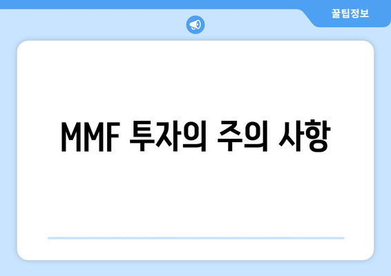 MMF 투자의 주의 사항