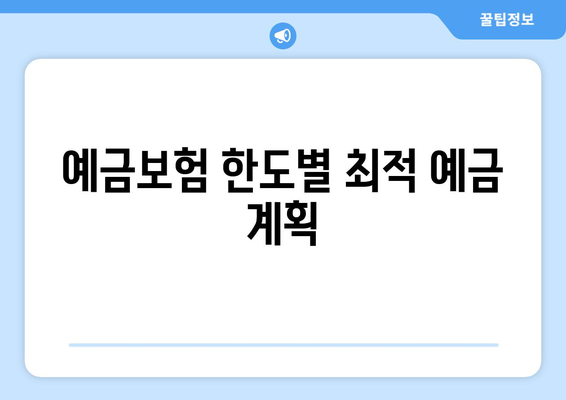 예금보험 한도별 최적 예금 계획