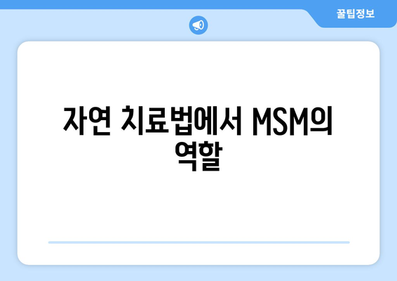 자연 치료법에서 MSM의 역할